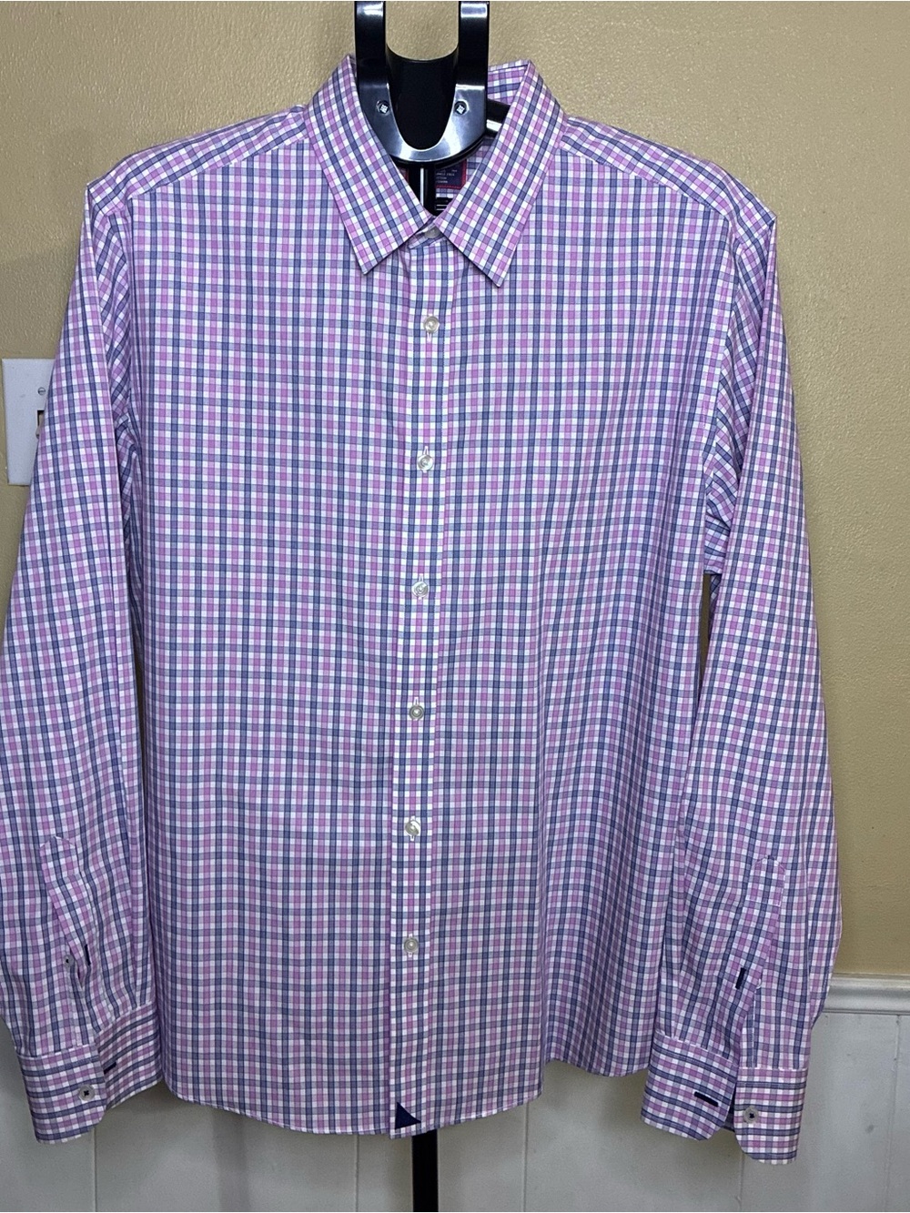 UNTUCKit Pink and White Check Long-Sleeve Shirt